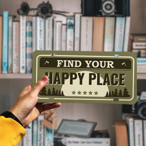 Placuta auto personalizata tip SUA, Find your Happy place, 01